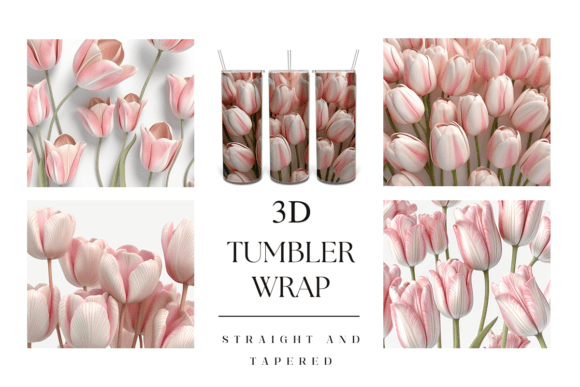 20oz 3D Tulip Flower Tumbler Wrap Digital Download