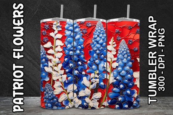 3D Blue Delphiniums Flower Tumbler 6 Design