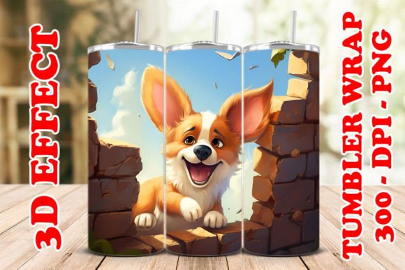 3D Cute Corgi Flower Tumbler 4 PNG Guide