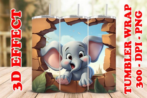 3D Cute Elephant Flower Tumbler 7 Design Asset