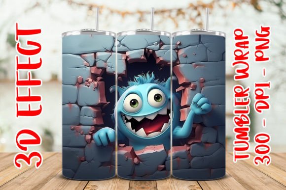 3D Cute Monster Flower Tumbler Sublimation Design