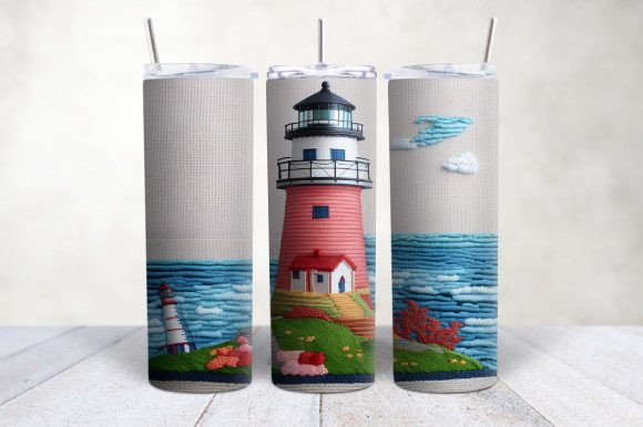 3D Embroidered Lighthouse Tumbler Wrap Design Guide