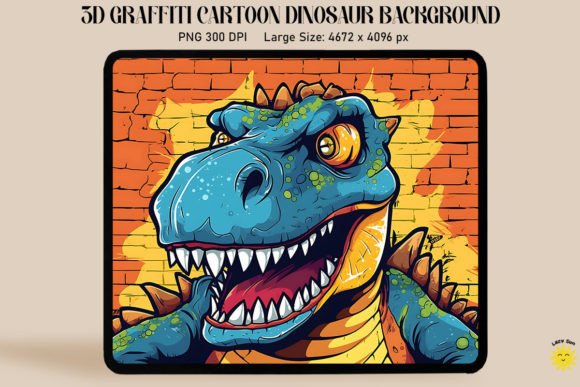 3D Graffiti Cartoon Iguanodon Dinosaur Asset