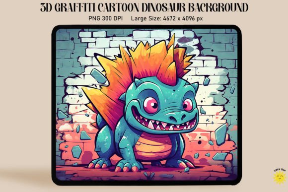 3D Graffiti Cartoon Stegosaurus Dinosaur Design