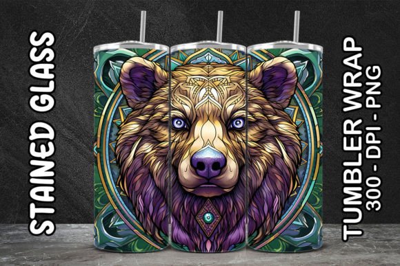 3D Grizzly Bear Mystical Tumbler 2: Elevating Sublimation Design with High-Resolution Digital Assets