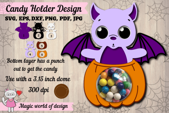 3D Halloween Bat in a Pumpkin Candy Dome