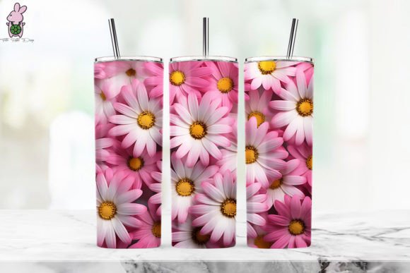 3D Pink Daisy Flowers Background 10: A Guide to Stained Glass Tumbler Sublimation