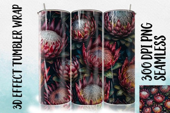 3D Protea Tumbler Wrap: Digital Sublimation Design