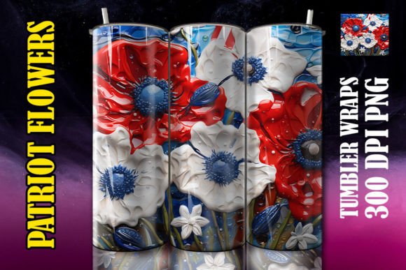 3D Red Poppies Flower Tumbler 3 Design Guide