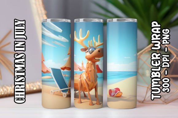 3D Reindeer Tumbler 2: Digital Sublimation Design