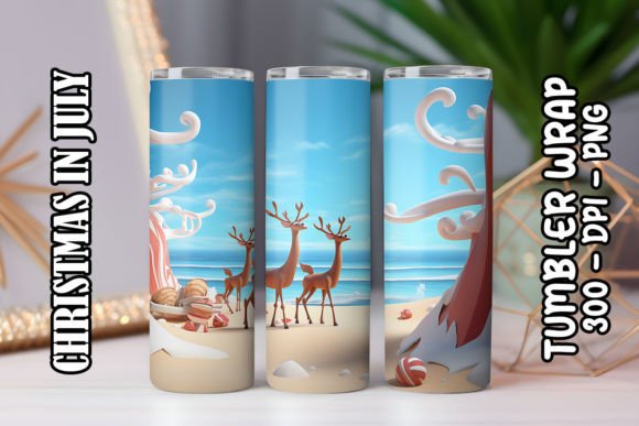 3D Reindeer Tumbler: Festive Sublimation Design