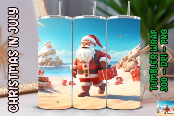 3D Santa Claus Tumbler 6: Festive Sublimation Design