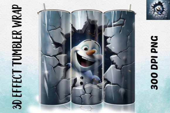 3D Snow Man Flower Tumbler 4 Design Asset