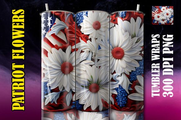 3D White Asters Flower Tumbler 2 Design Guide