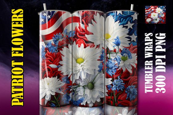3D White Asters Flower Tumbler Wrap Design