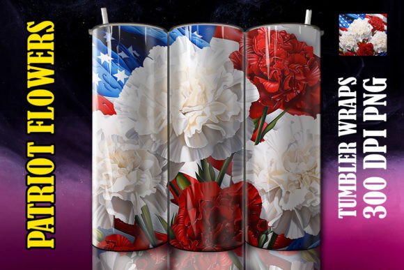 3D White Carnations Flower Tumbler 1 Design Guide