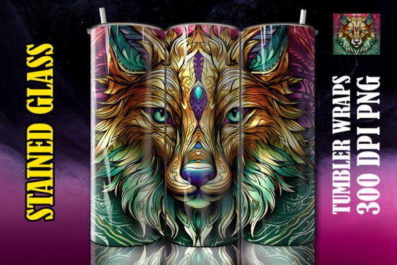 3D Wolf Mystical Tumbler Design Assets