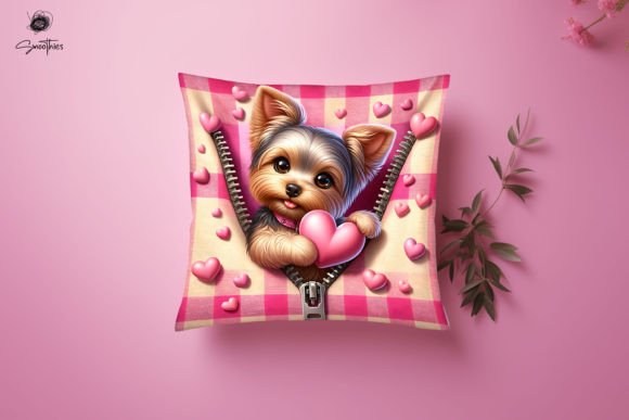 Discover the Versatility of 3D Zipper Dog Valentine Pillow PNG 7