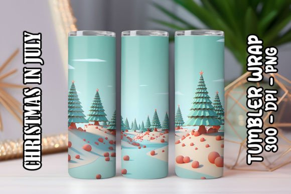 Elevating Holiday Drinkware Design with the 3D Christmas Trees Tumbler 5 Digital Asset